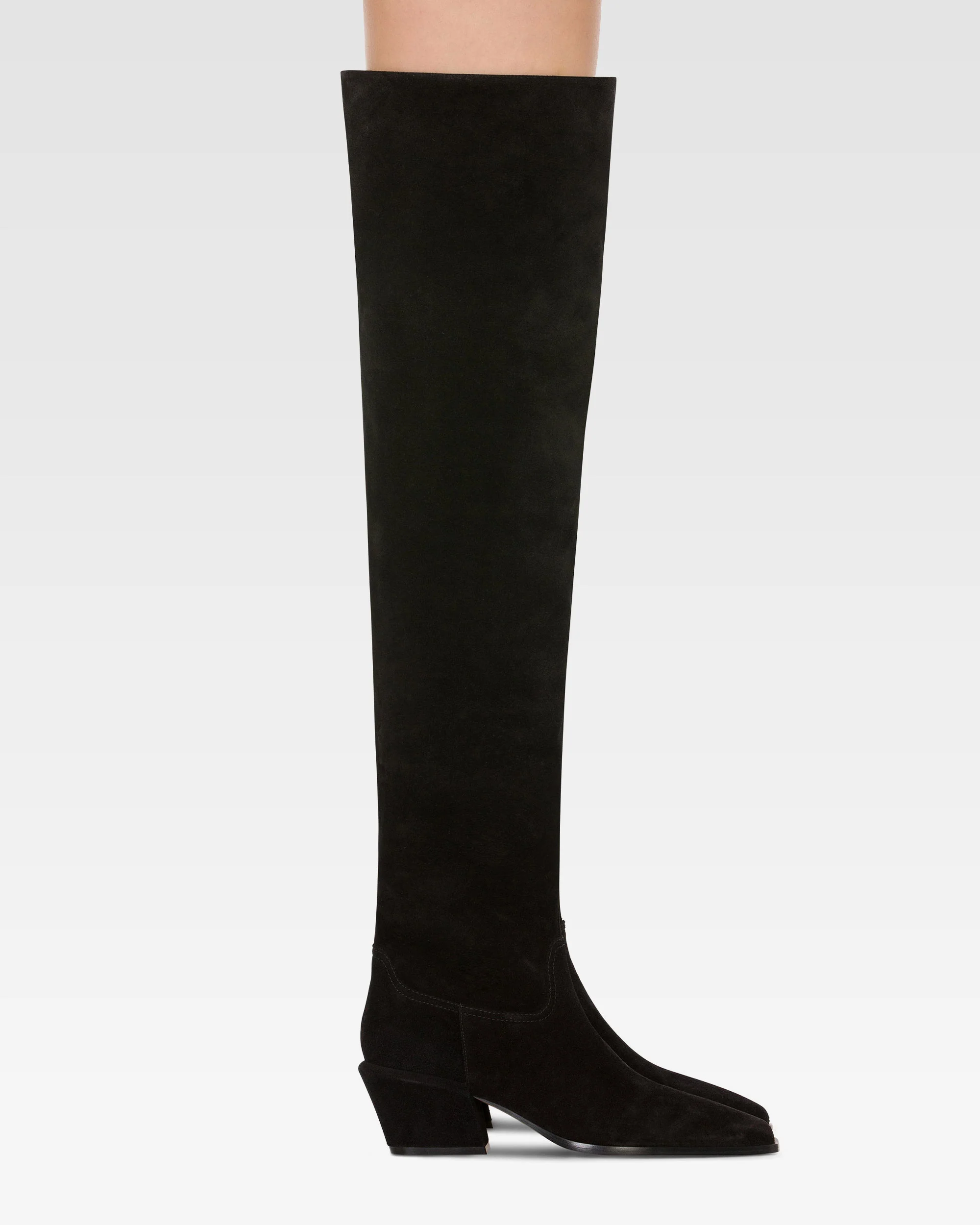 Over-the-knee boots in black calf suede leather - Image 6