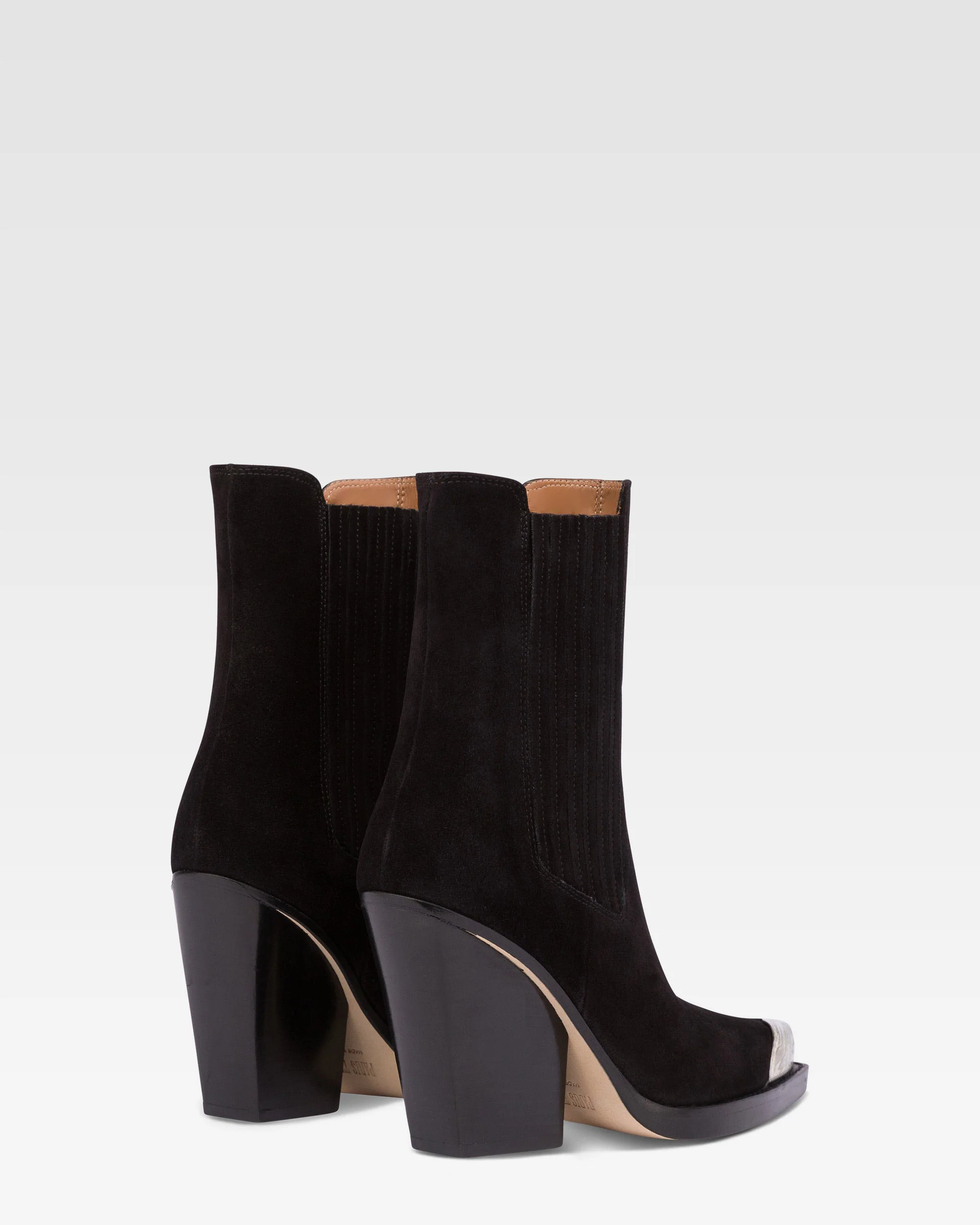 Pointed ankle boots in smooth off-black suede leather - Image 3