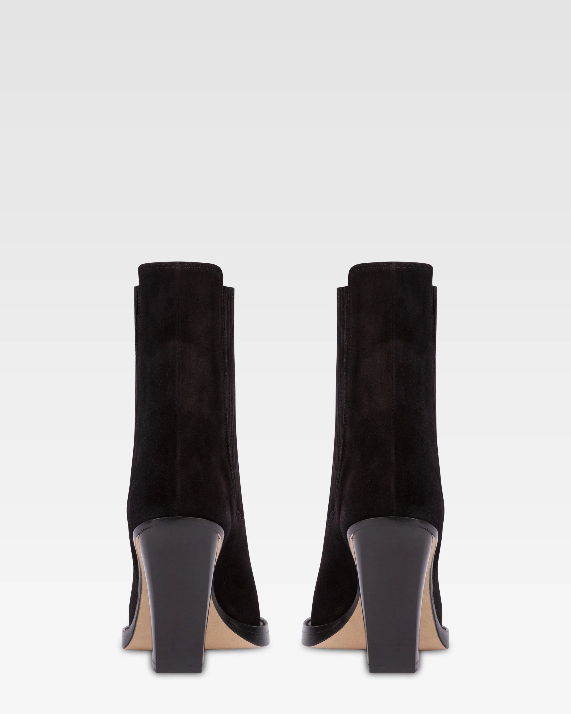 Pointed ankle boots in smooth off-black suede leather - Image 4