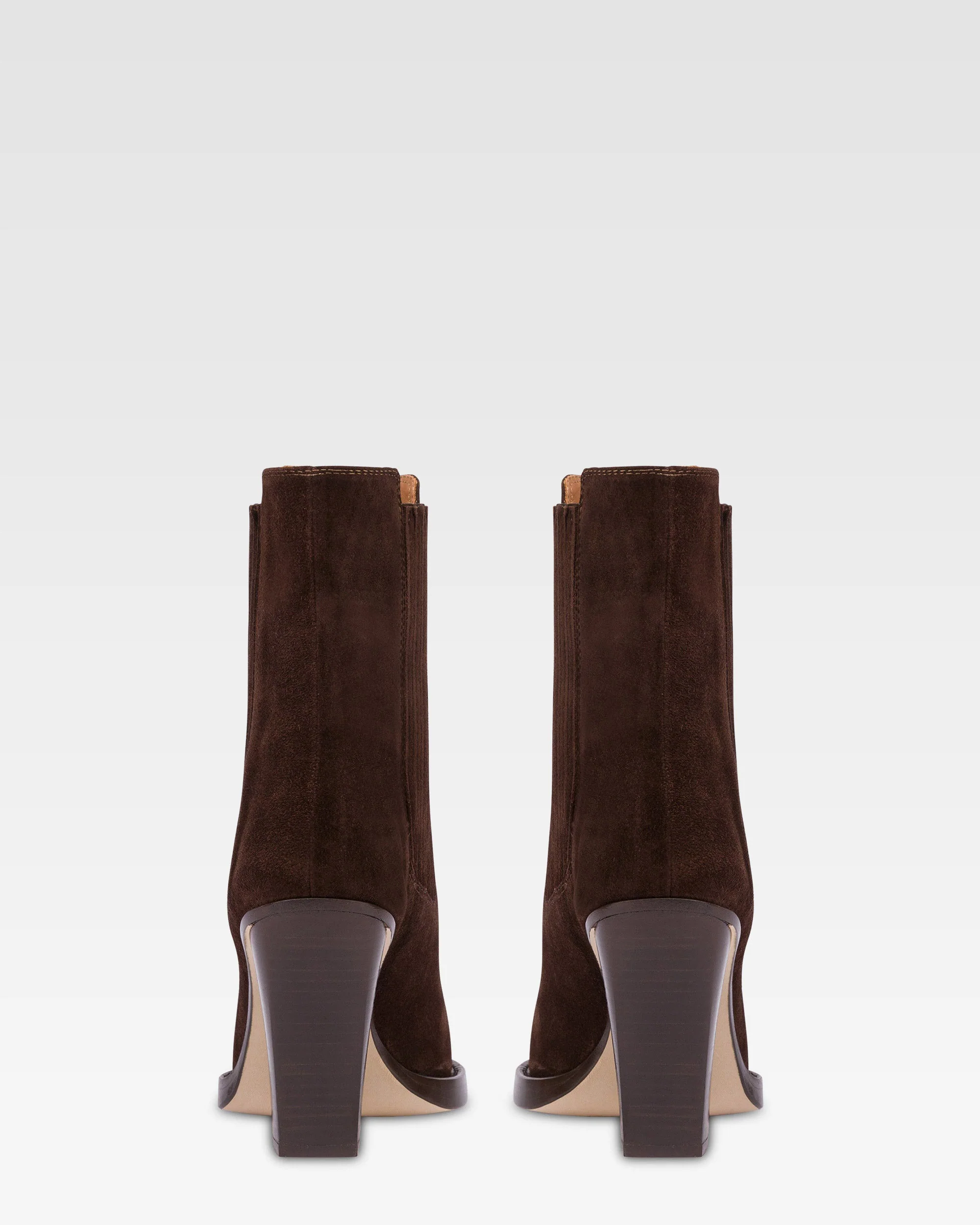 Pointed ankle boots in smooth pepper suede leather - Image 4