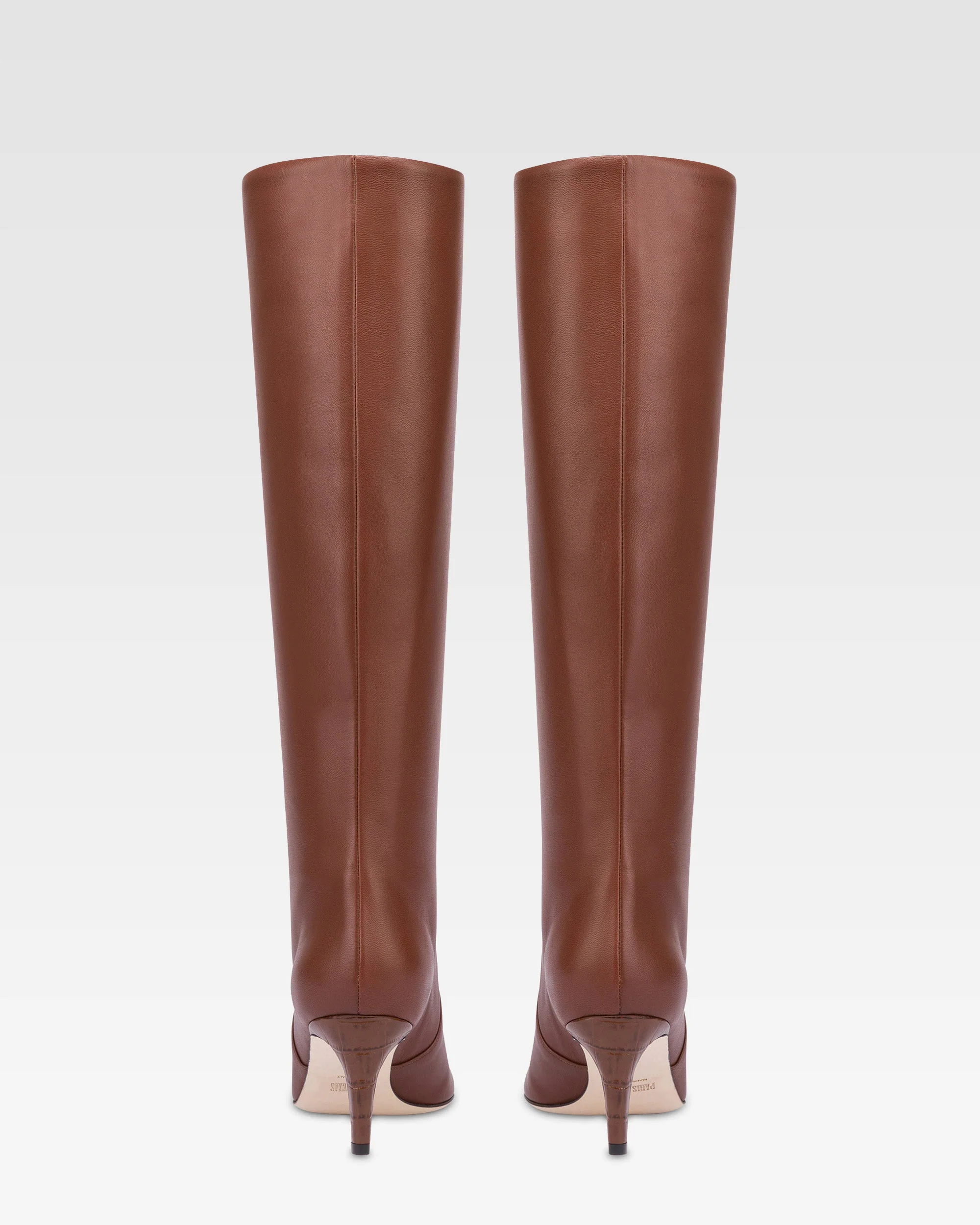 Pointed knee-high boots in smooth chocolate leather - Image 4