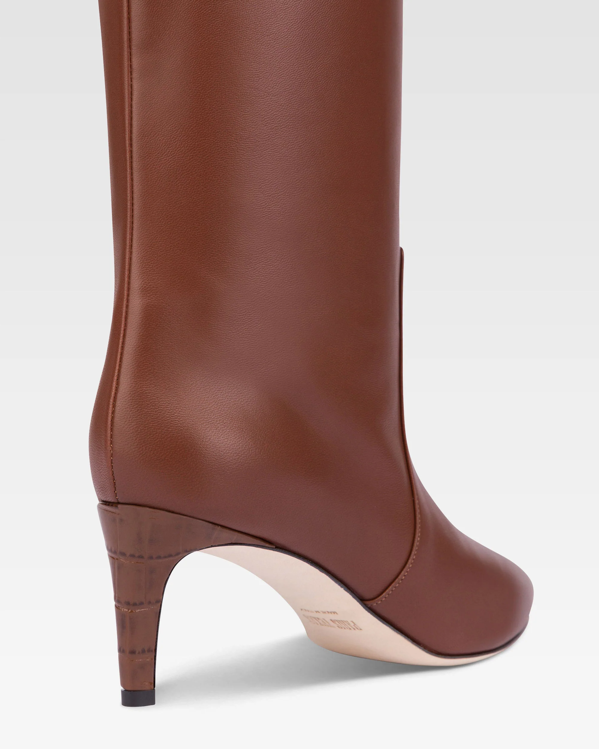 Pointed knee-high boots in smooth chocolate leather - Image 5