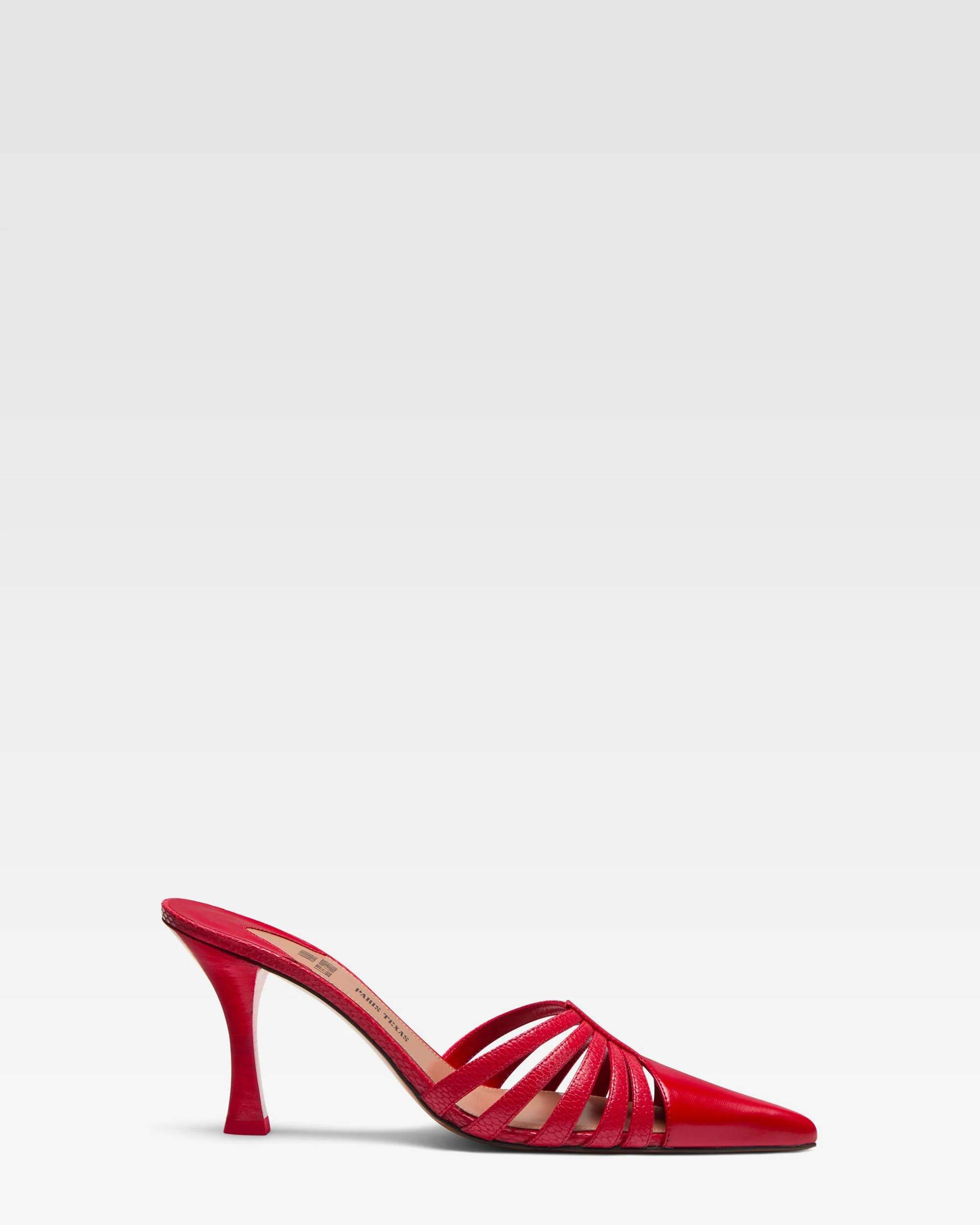 Red leather cut-out mule