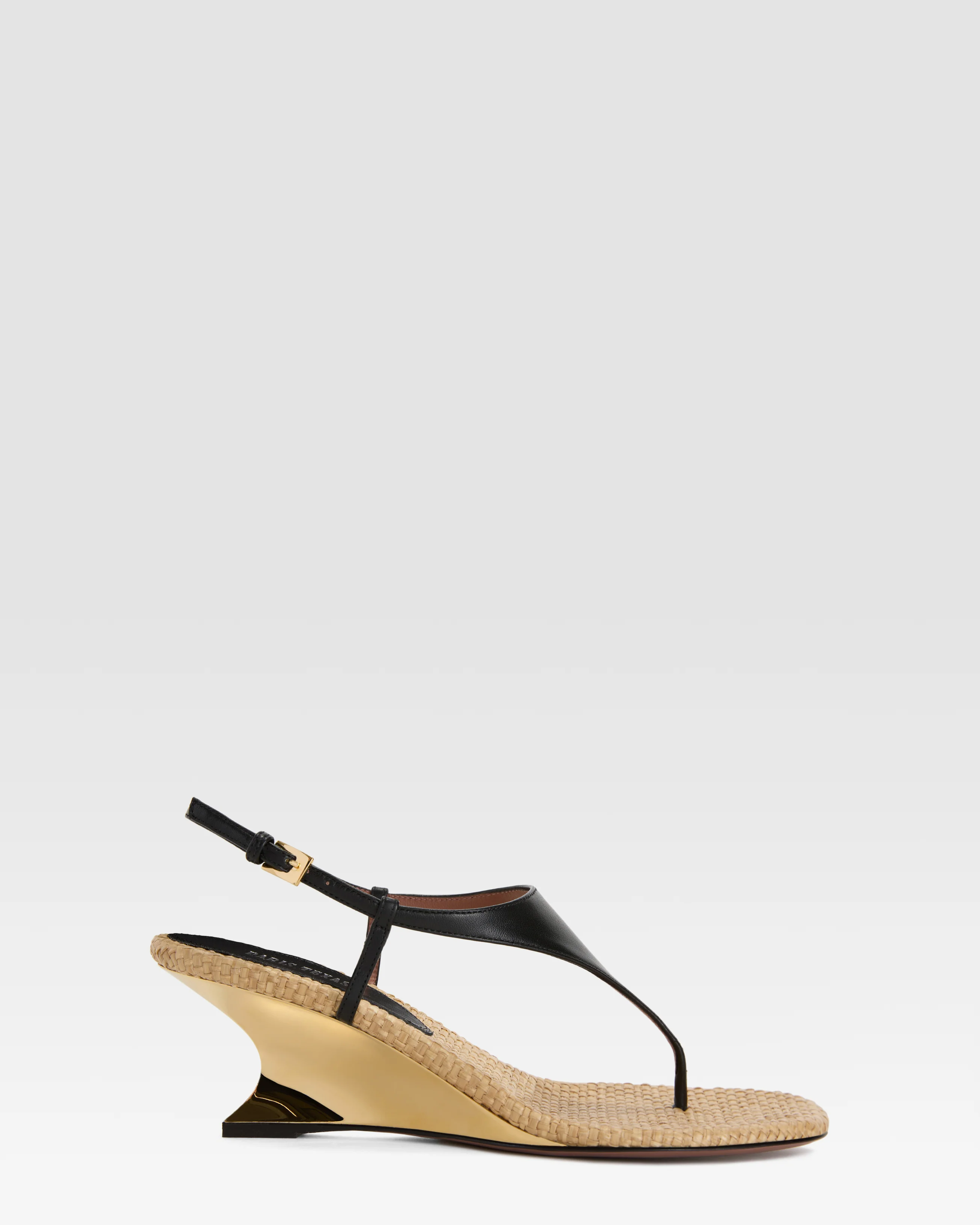 SANDAL IN NAPPA LEATHER AND RAFFIA