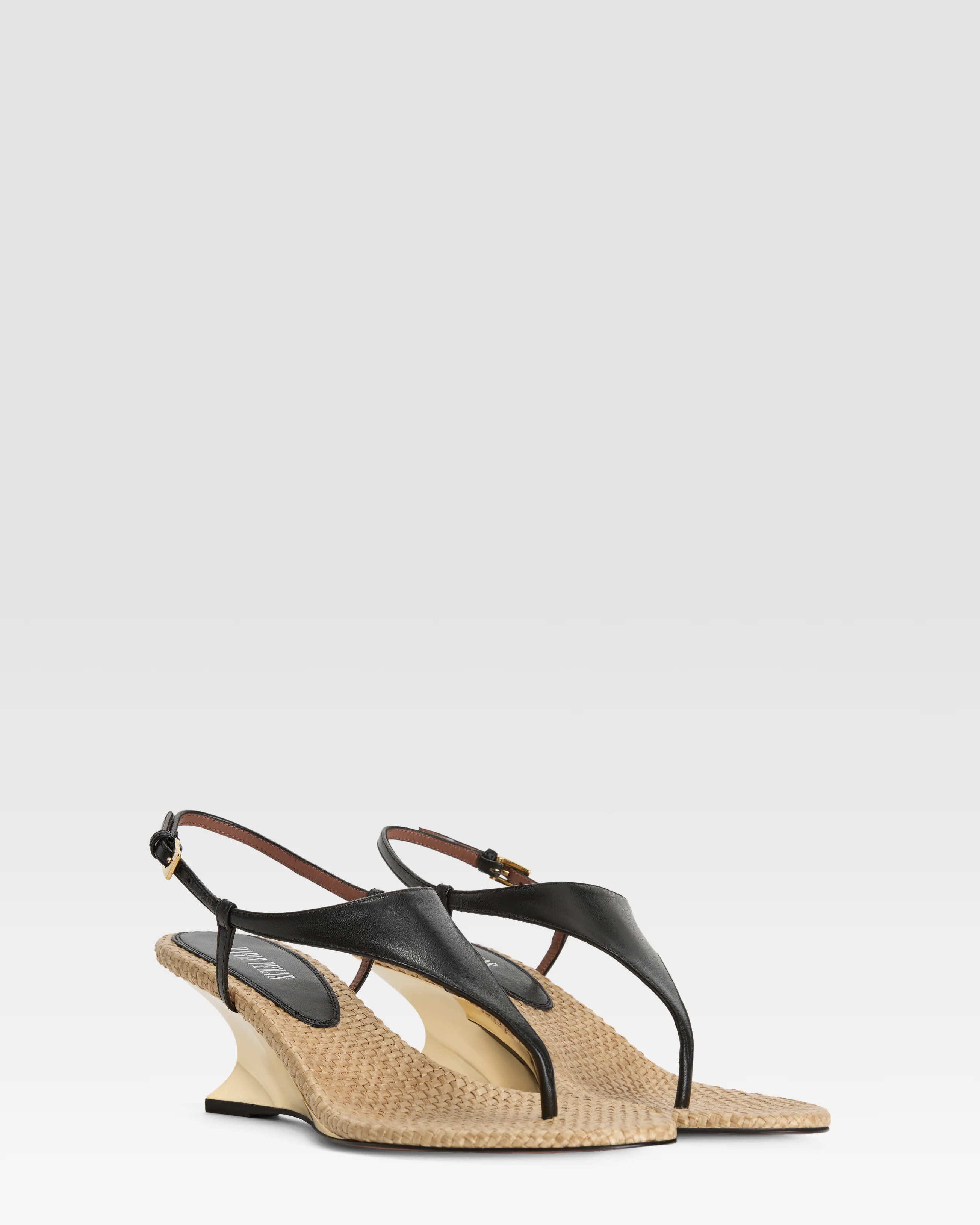 SANDAL IN NAPPA LEATHER AND RAFFIA - Image 2