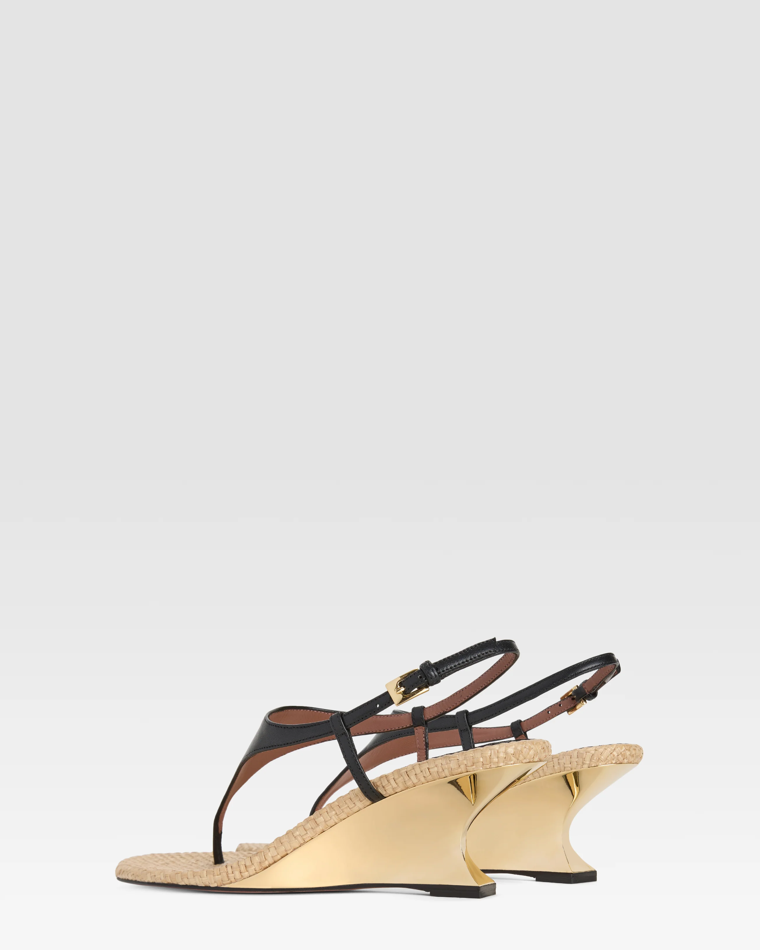 SANDAL IN NAPPA LEATHER AND RAFFIA - Image 3