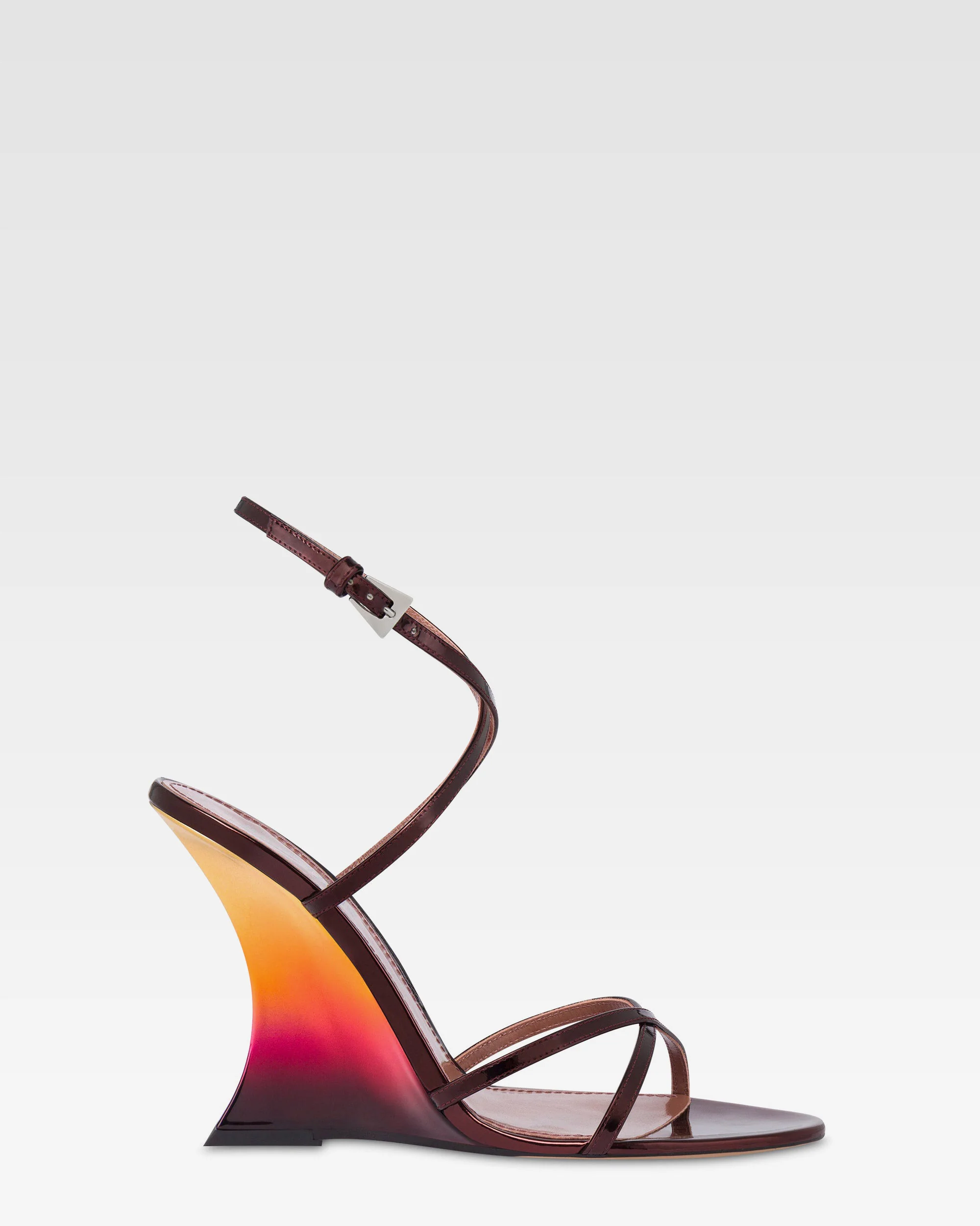 Sandals in wine sunset mirror-effect leather