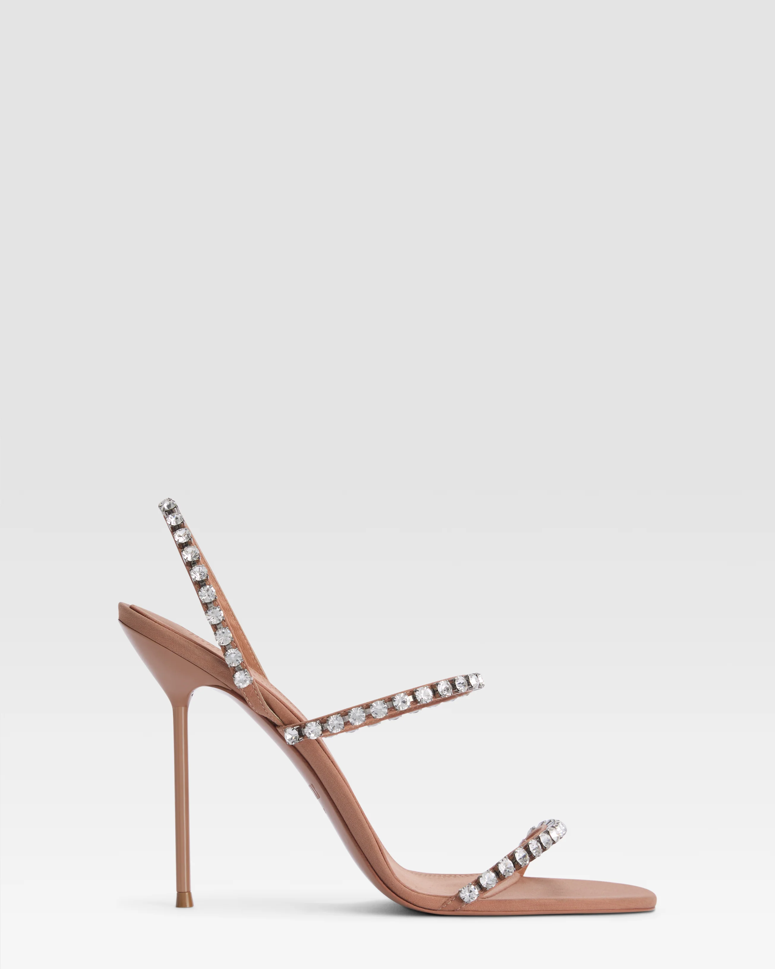 Crepe satin slingback sandal with embroidered studs