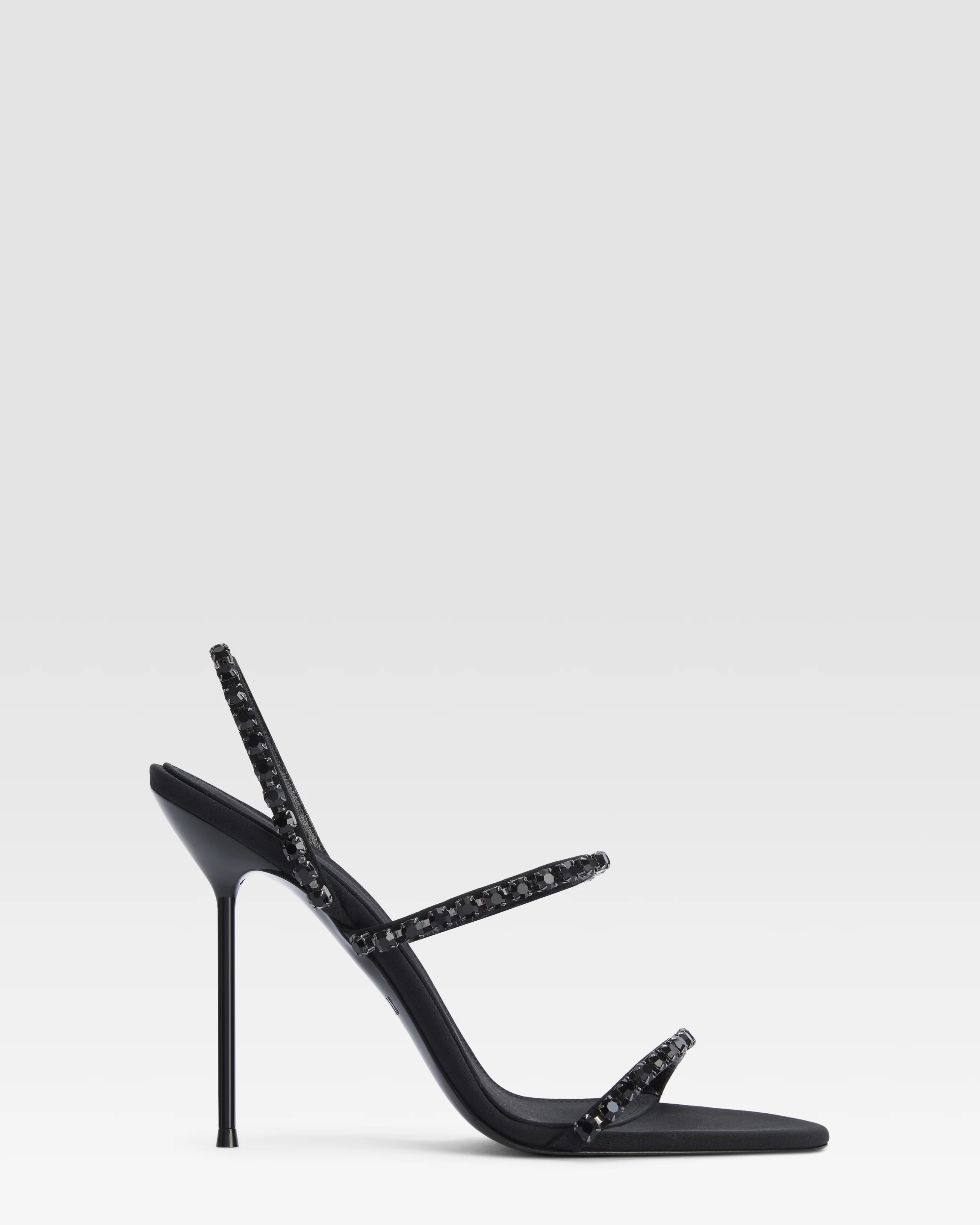 Crepe satin slingback sandal with embroidered studs