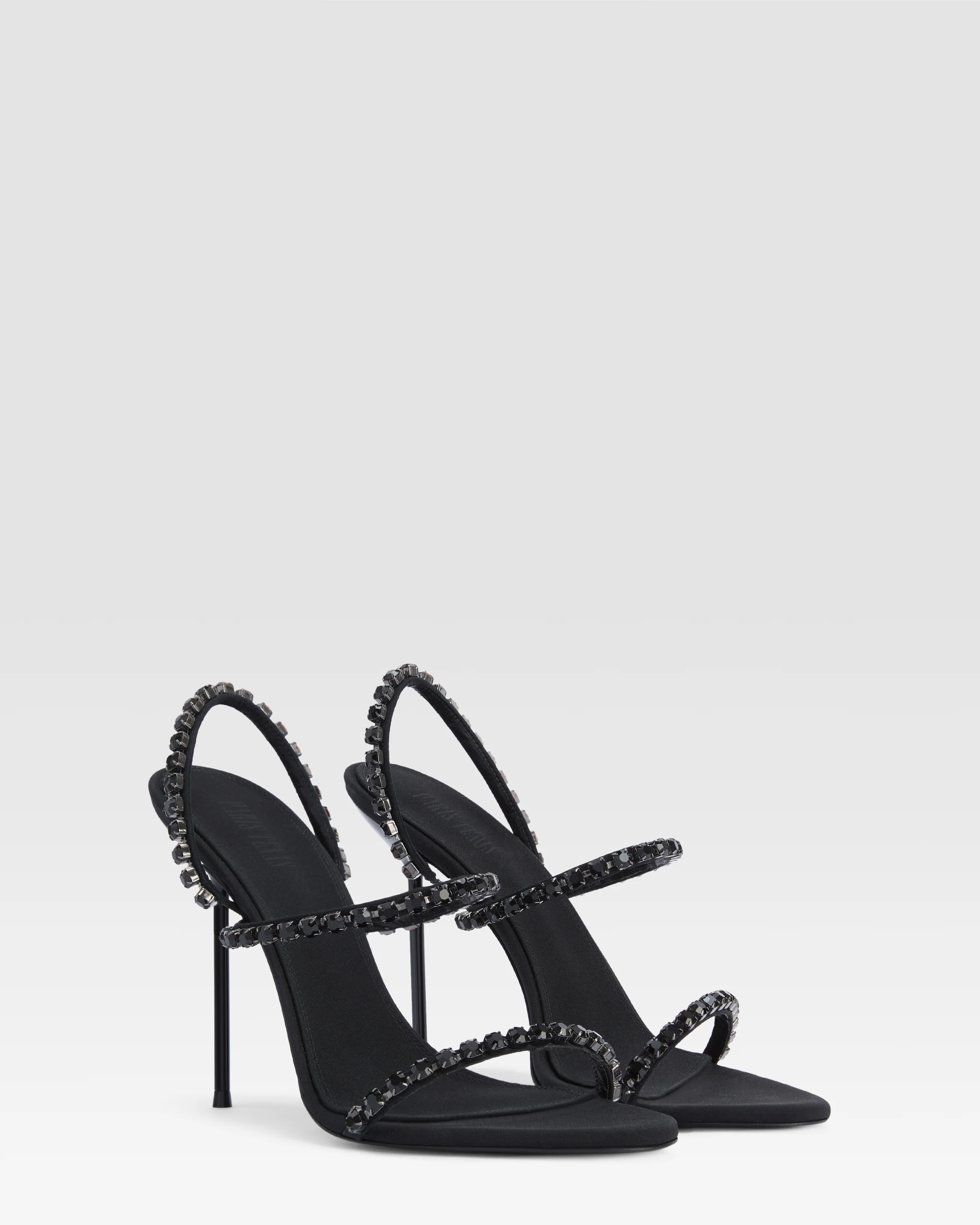 Crepe satin slingback sandal with embroidered studs - Image 2