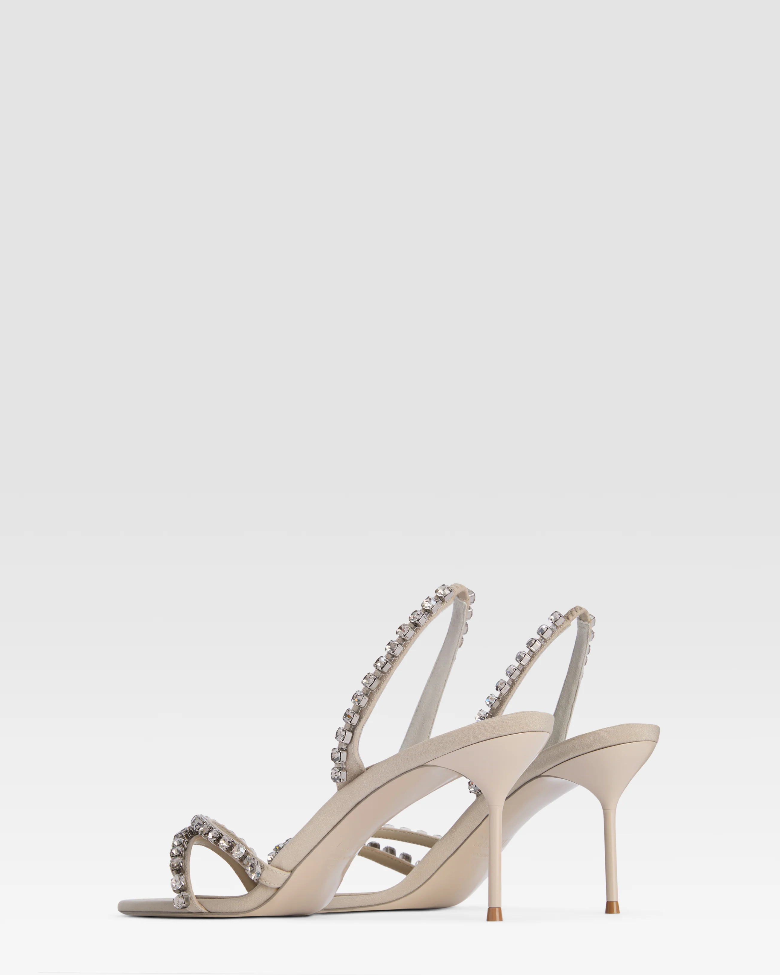 Crepe satin slingback sandal with embroidered studs - Image 3