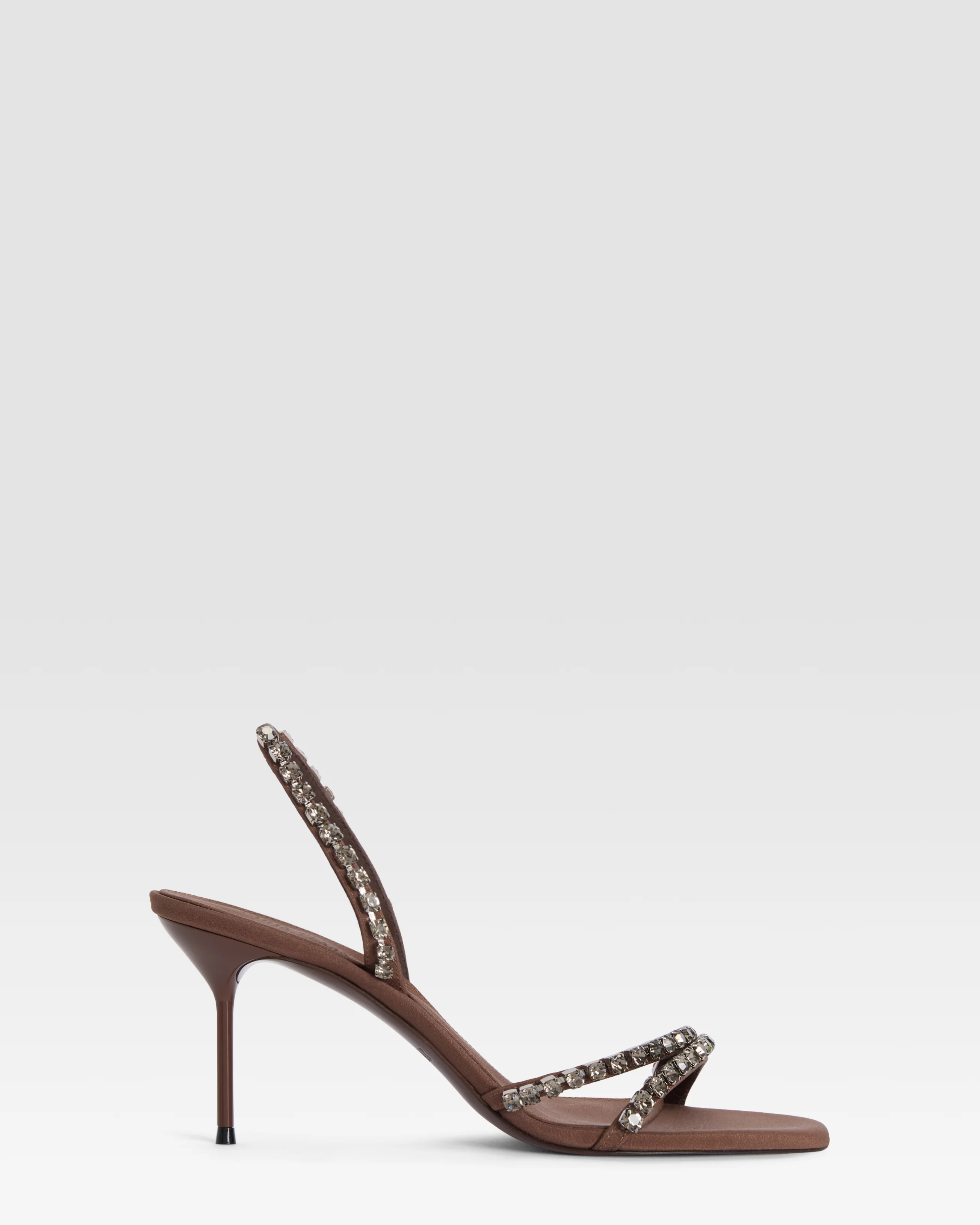 Crepe satin sandal with embroidered studs