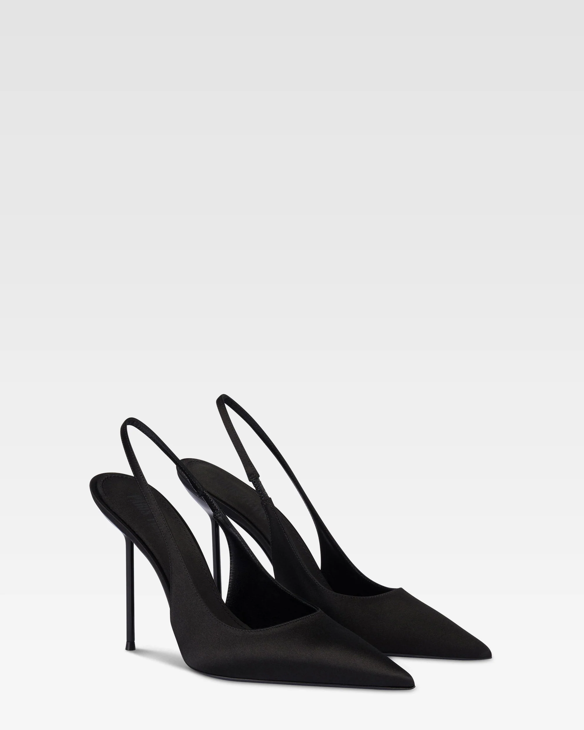 Slingbacks in black satin. - Image 2