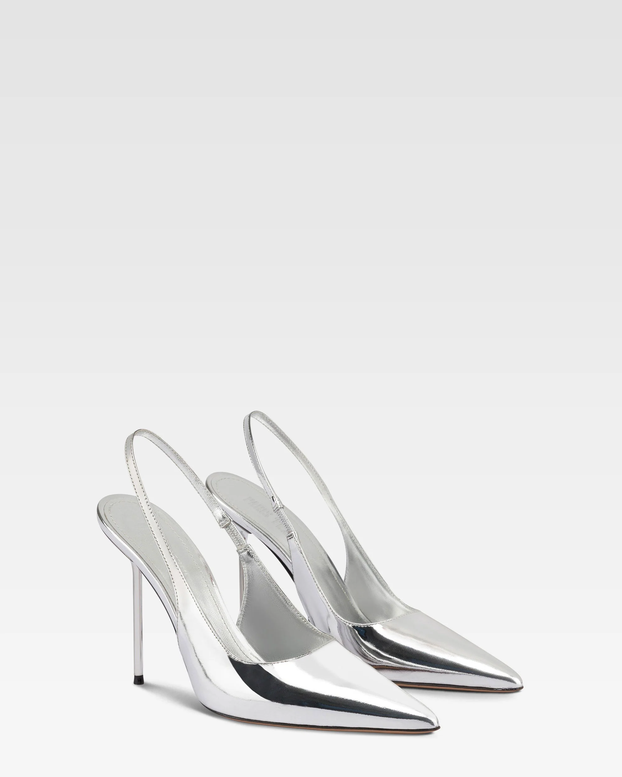 Slingbacks in silver mirror-effect leather - Image 2