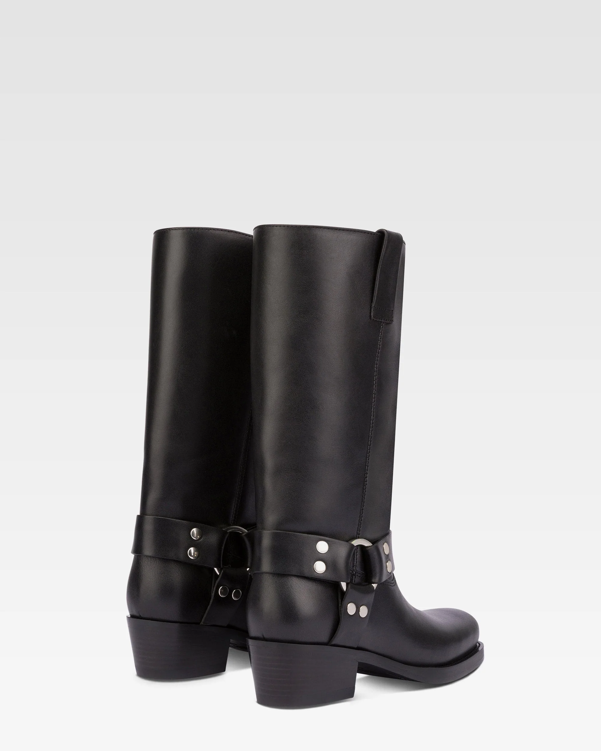 Square-toe boots in smooth black leather - Image 3