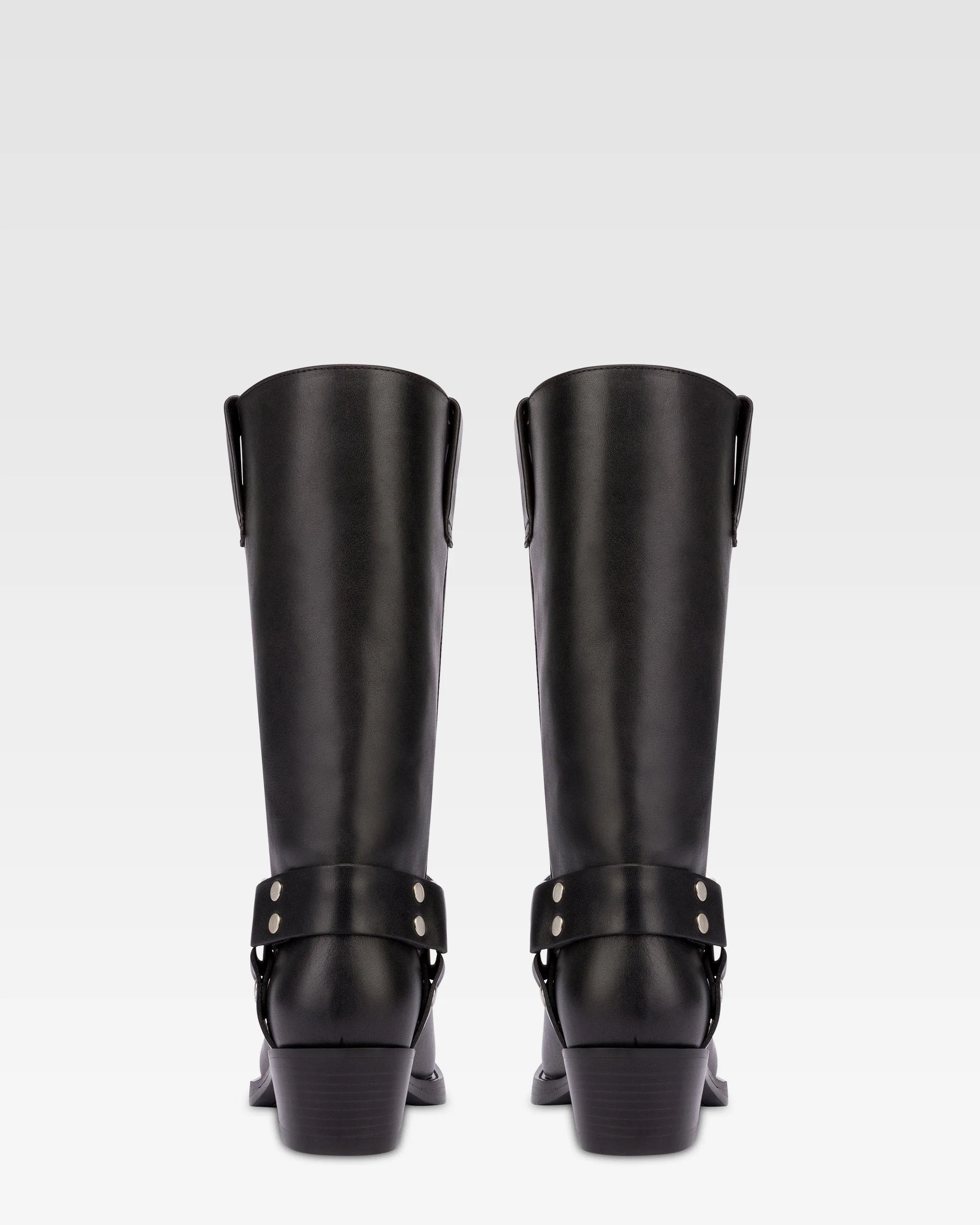 Square-toe boots in smooth black leather - Image 4