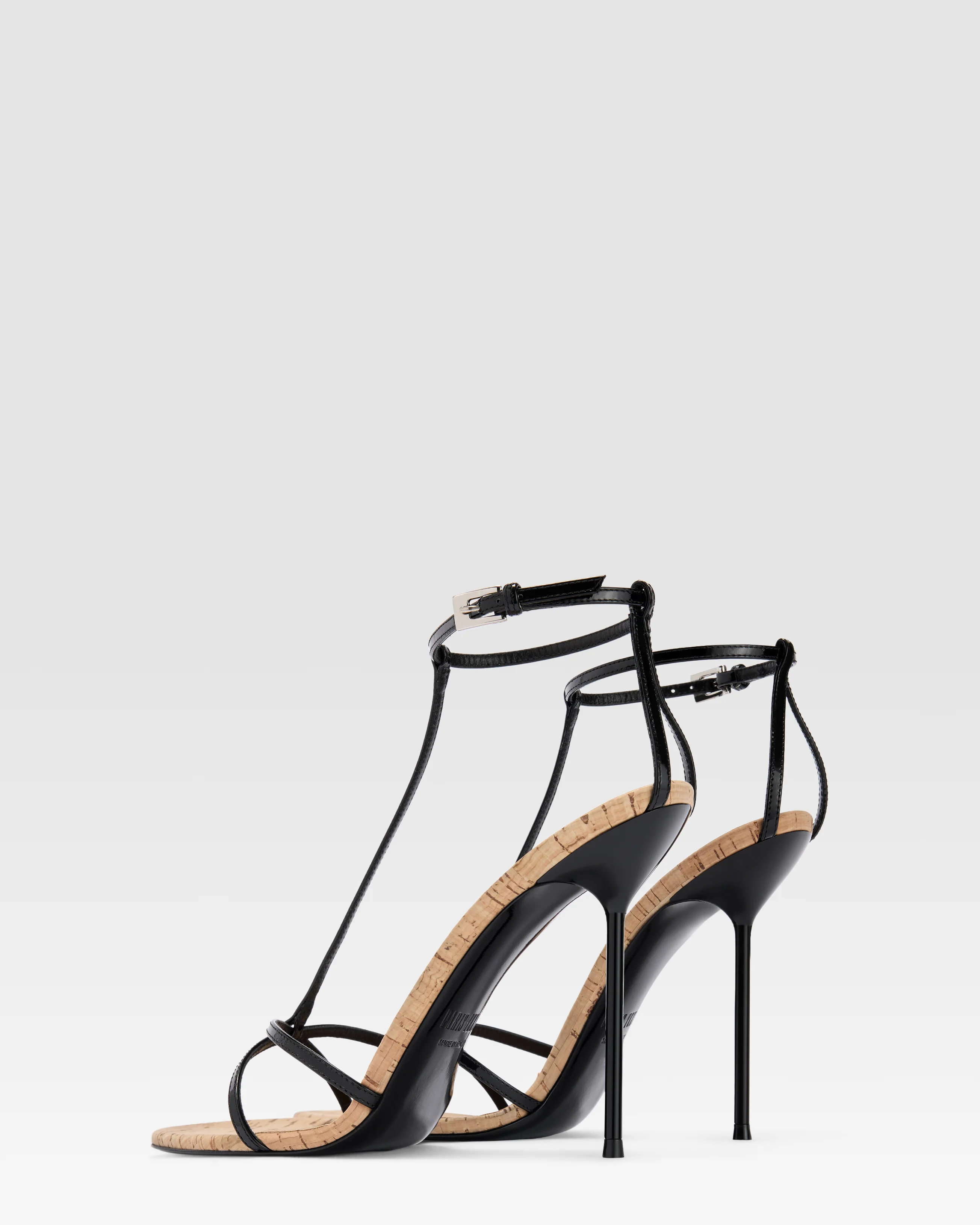 T-STRAP SANDAL IN PATENT LEATHER AND CORK - Image 3