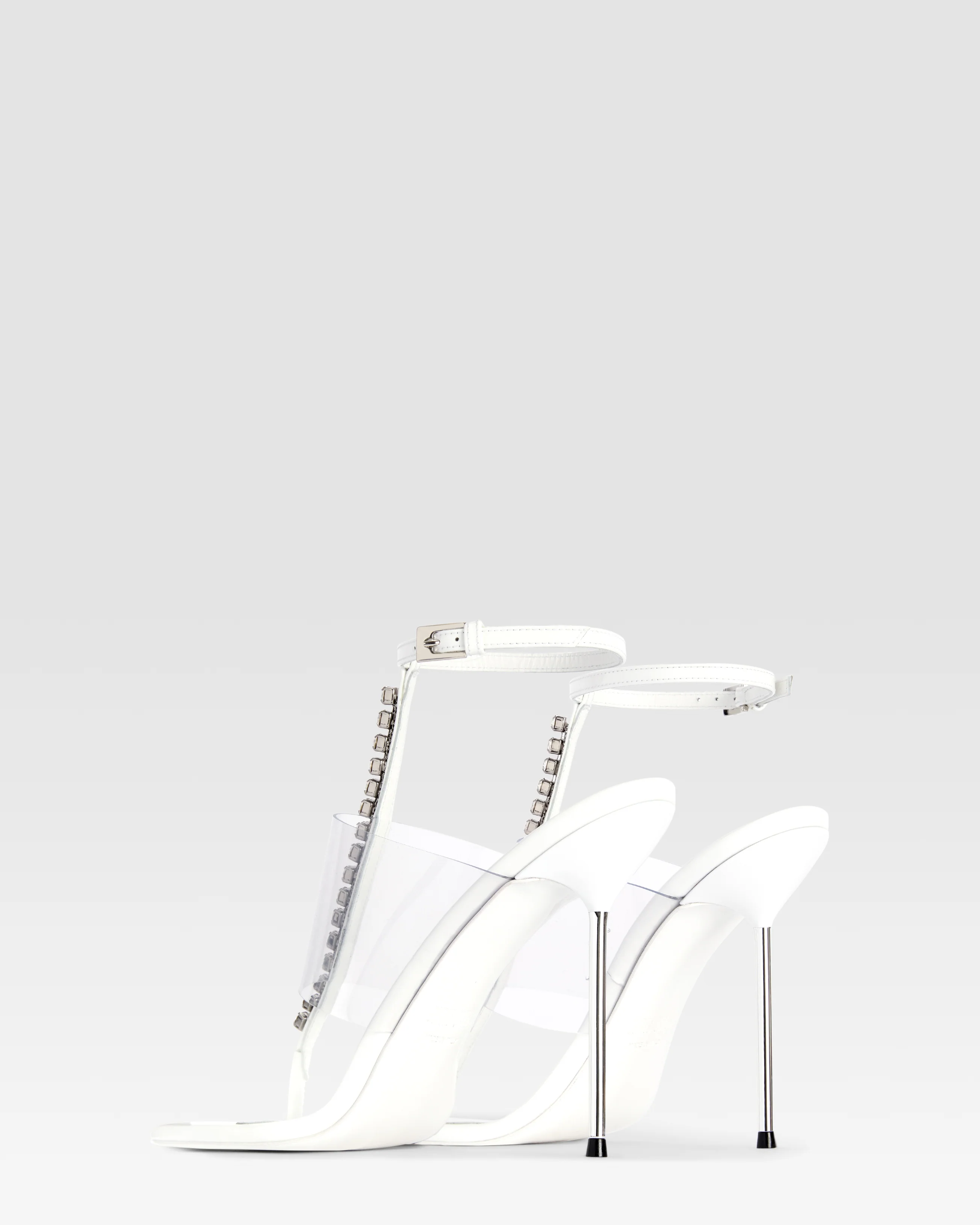 Patent leather and PVC T-strap sandal with embroidered studs - Image 3