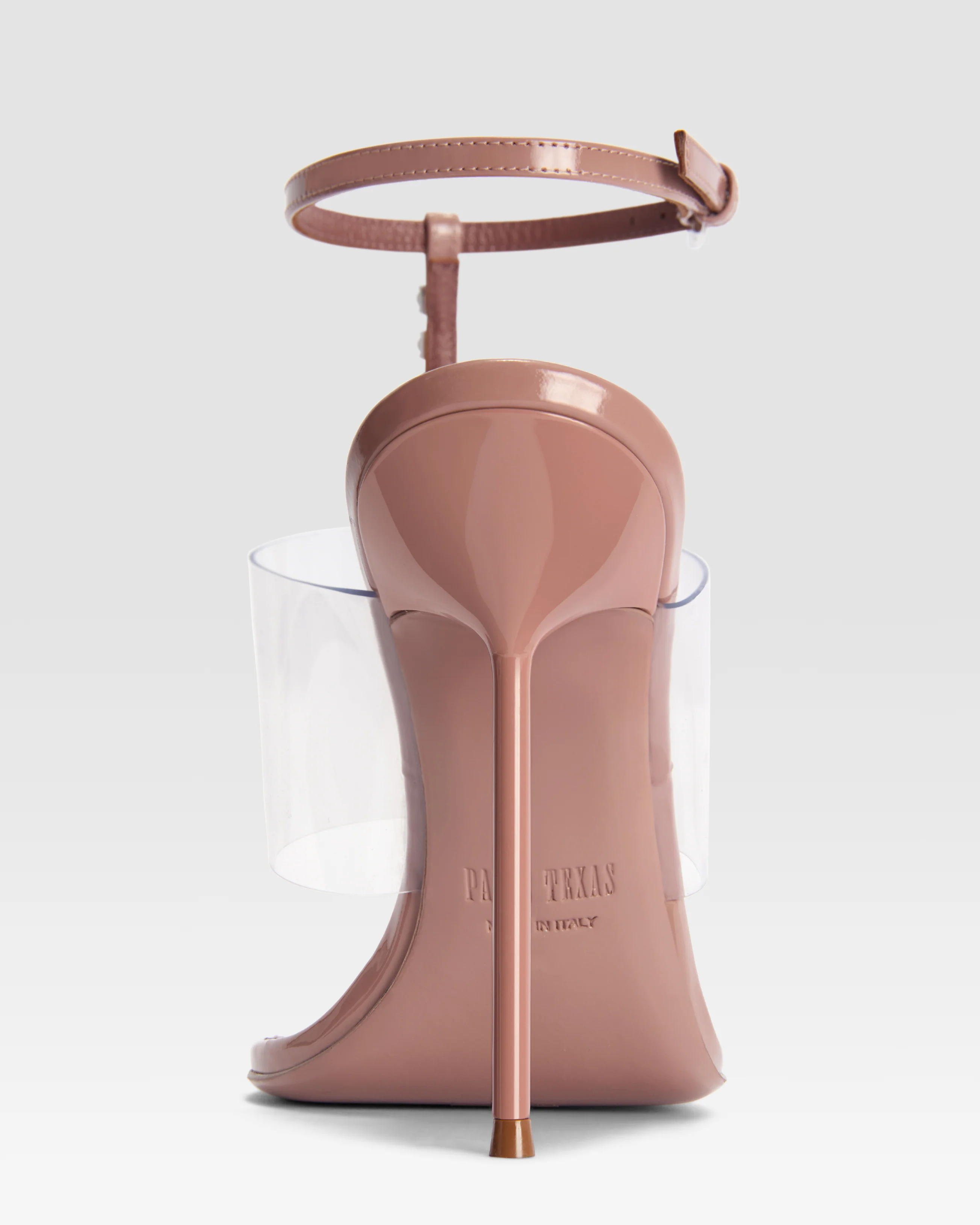 Patent leather and PVC T-strap sandal with embroidered studs - Image 4