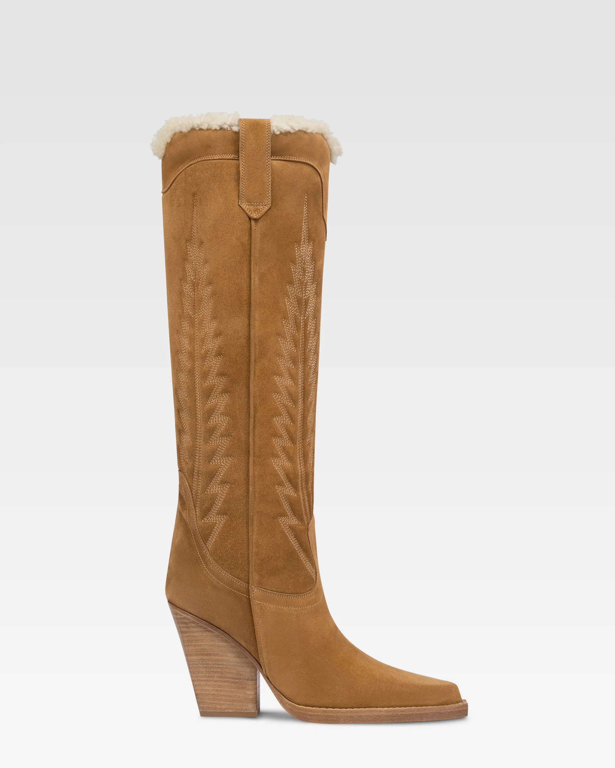 Texan boots in beige calf suede leather.