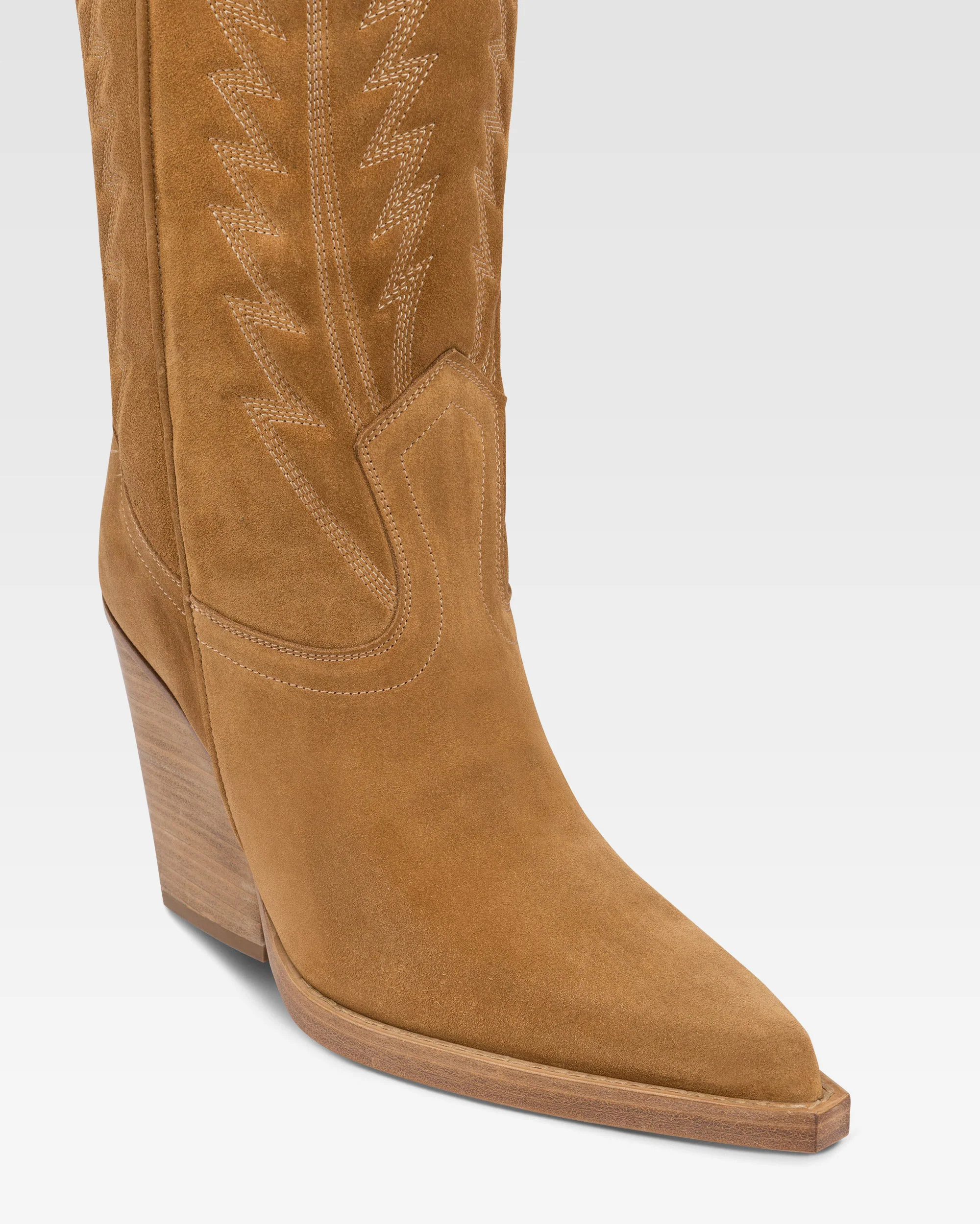 Texan boots in beige calf suede leather. - Image 5