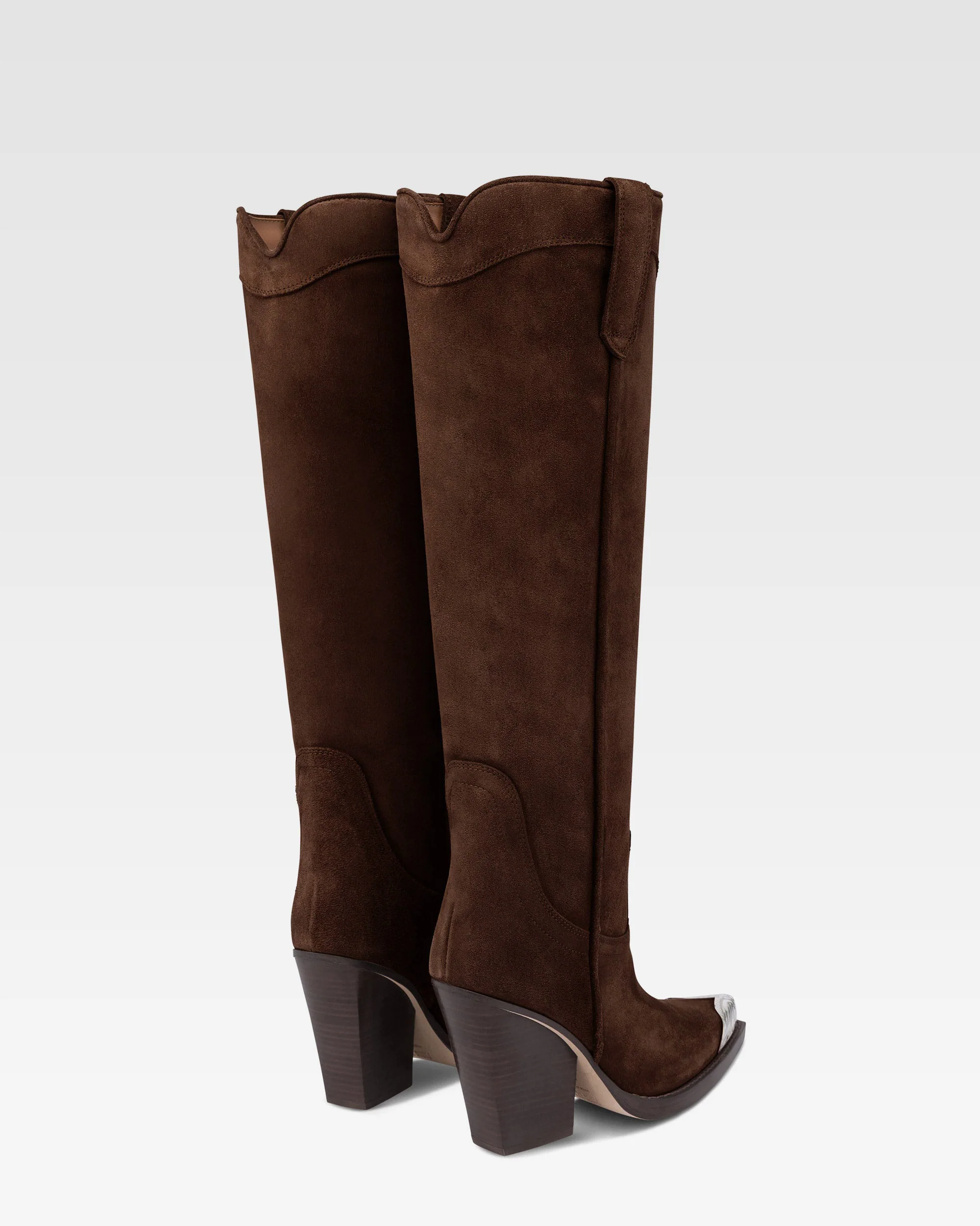 Texan boots in chocolate calf suede leather - Image 3