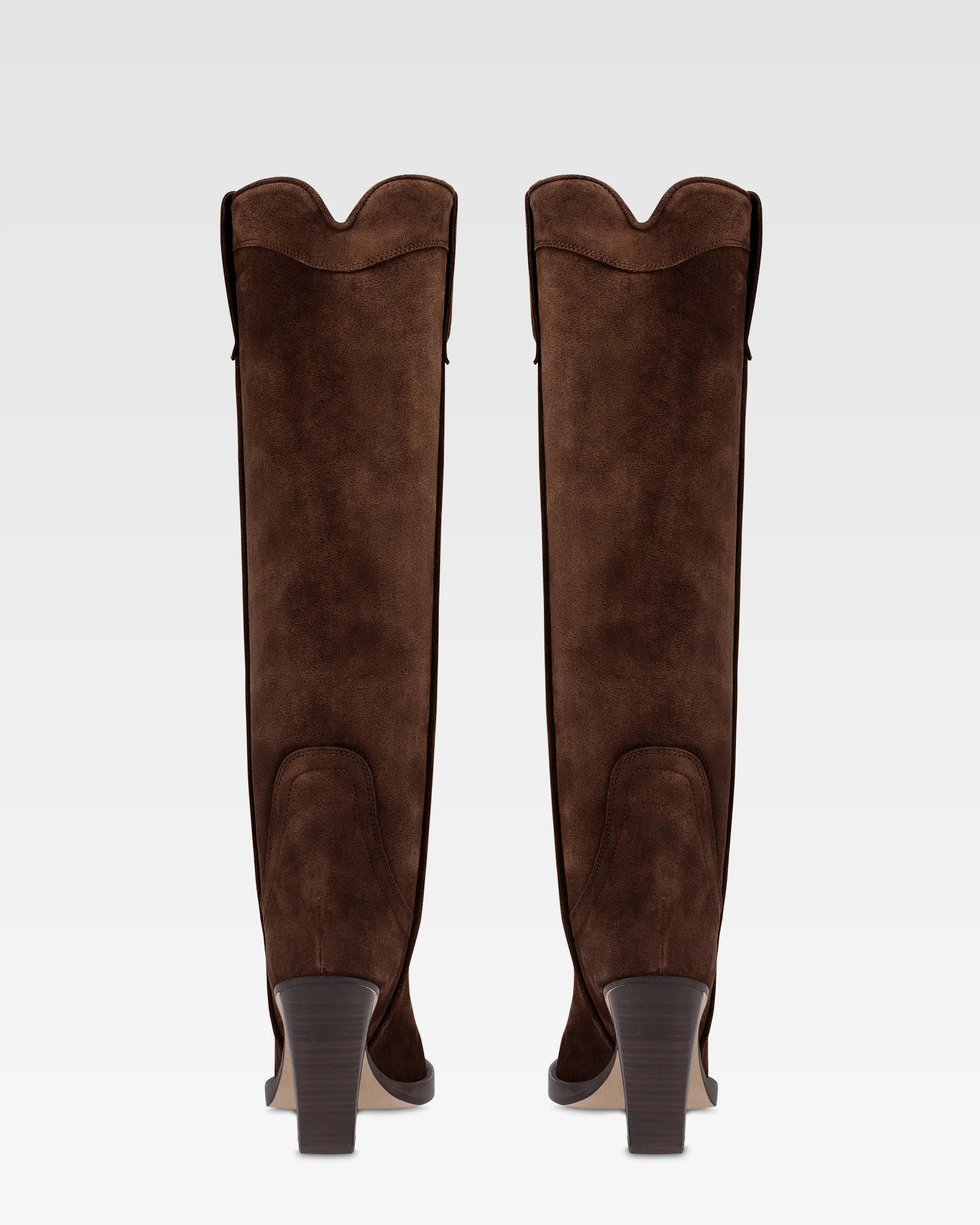 Texan boots in chocolate calf suede leather - Image 4
