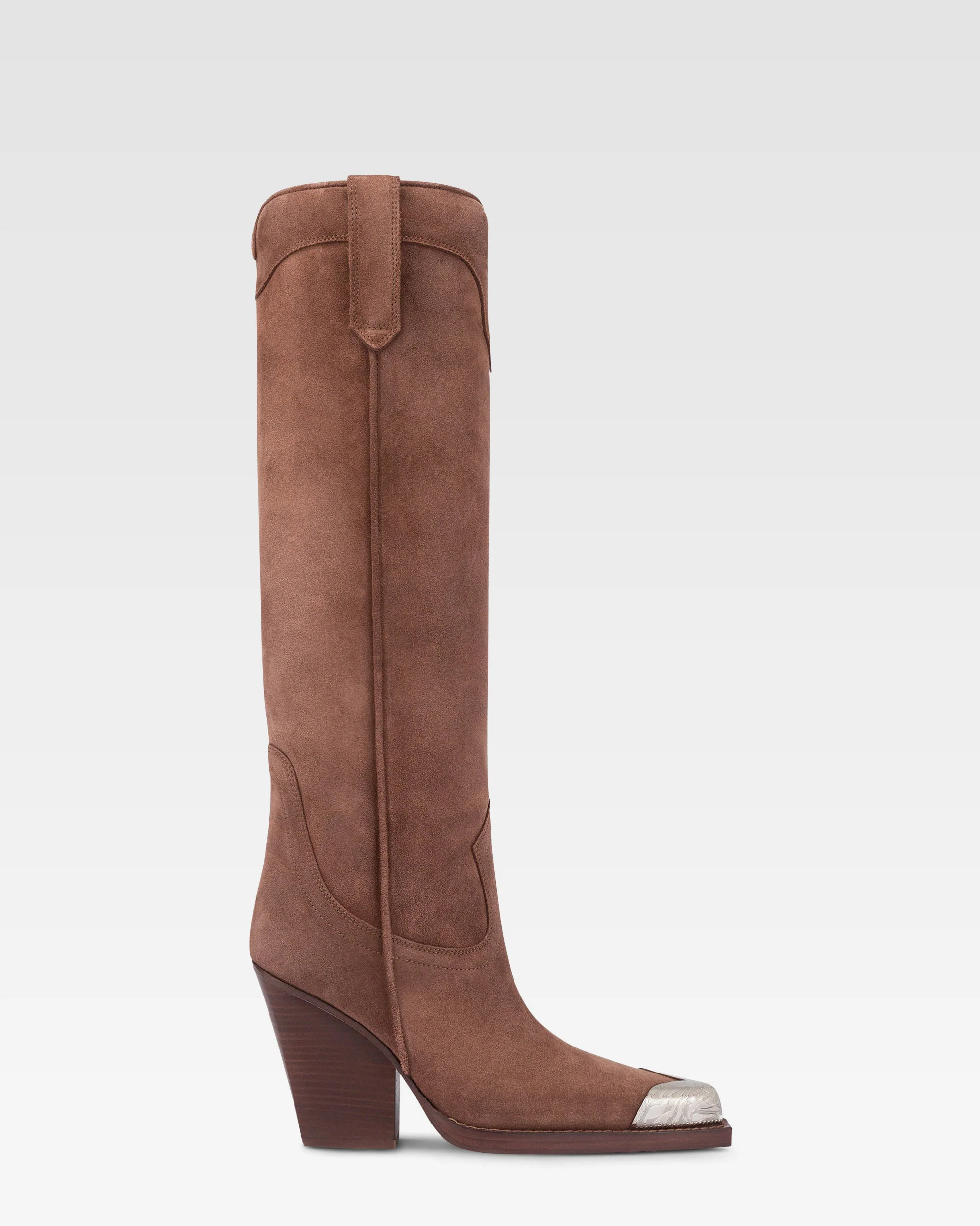 Texan boots in dark brown calf suede leather