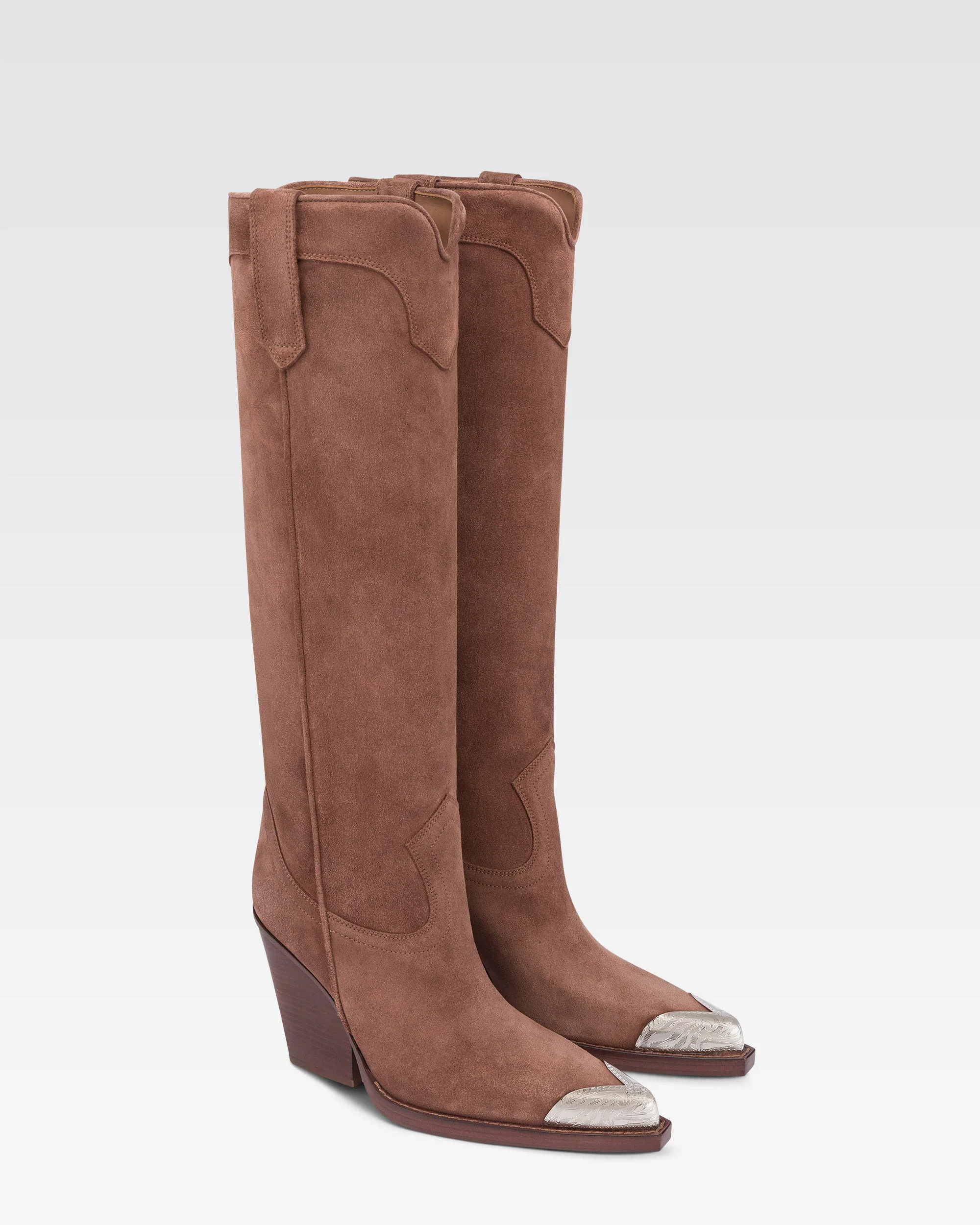 Texan boots in dark brown calf suede leather - Image 2
