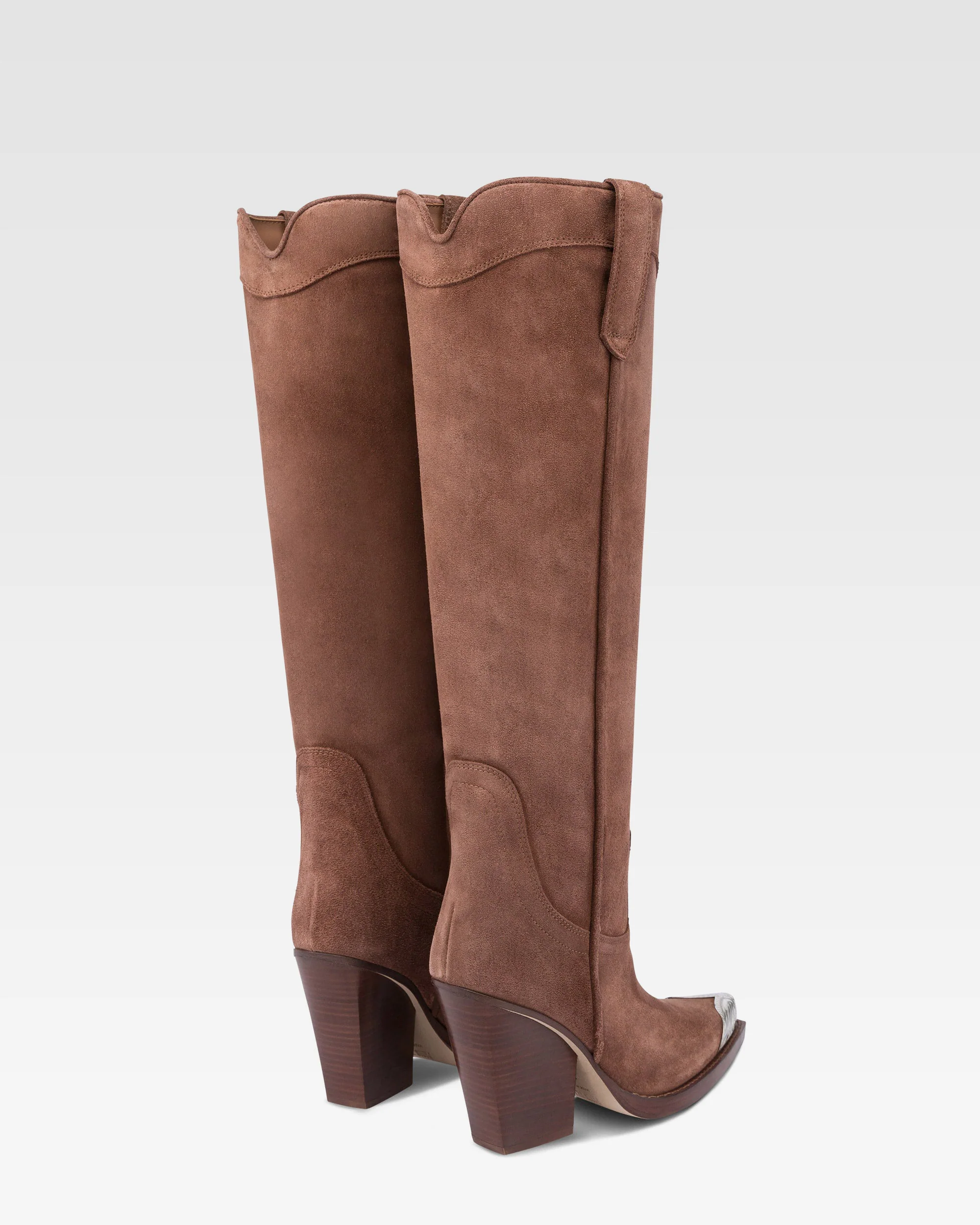 Texan boots in dark brown calf suede leather - Image 3