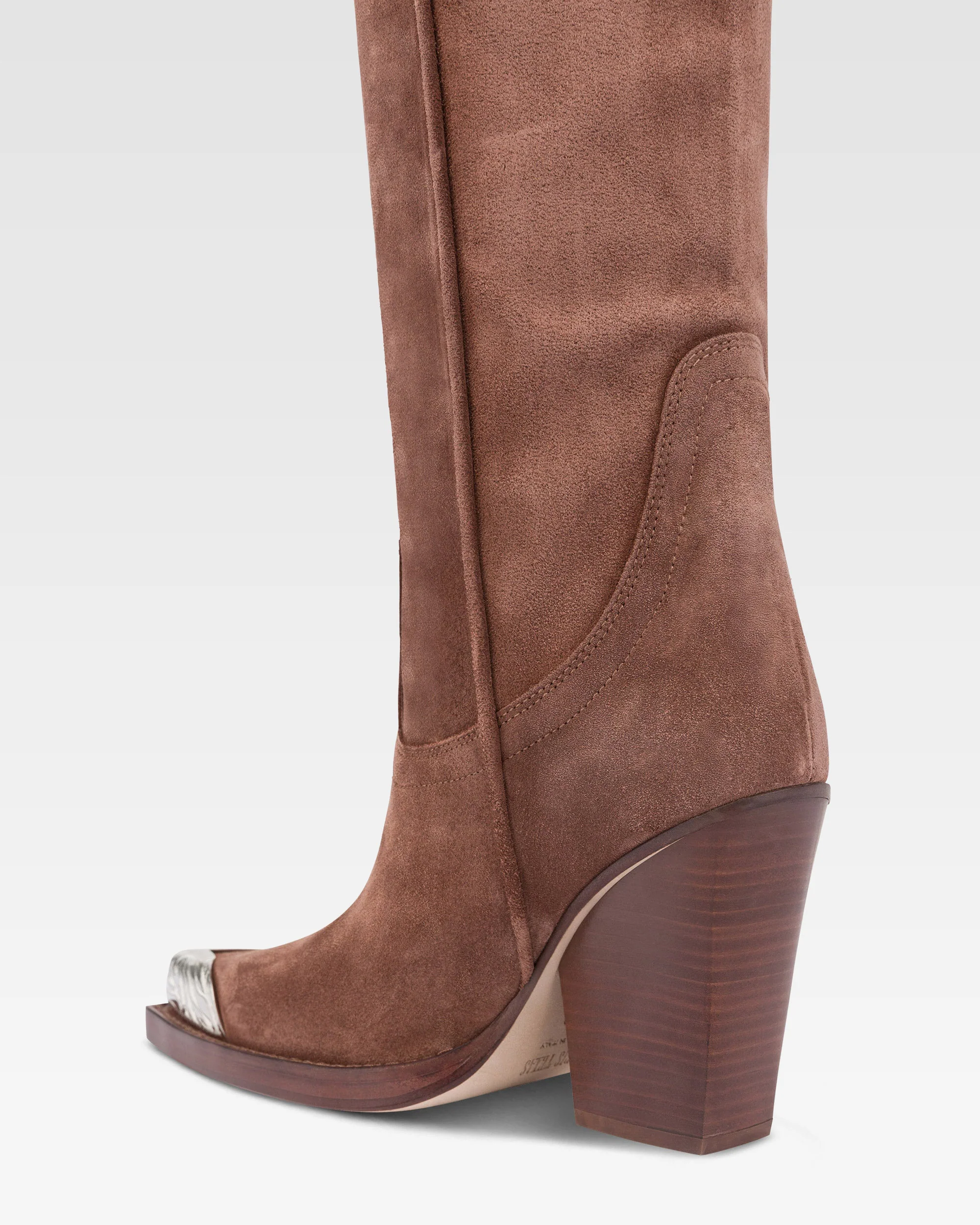 Texan boots in dark brown calf suede leather - Image 5