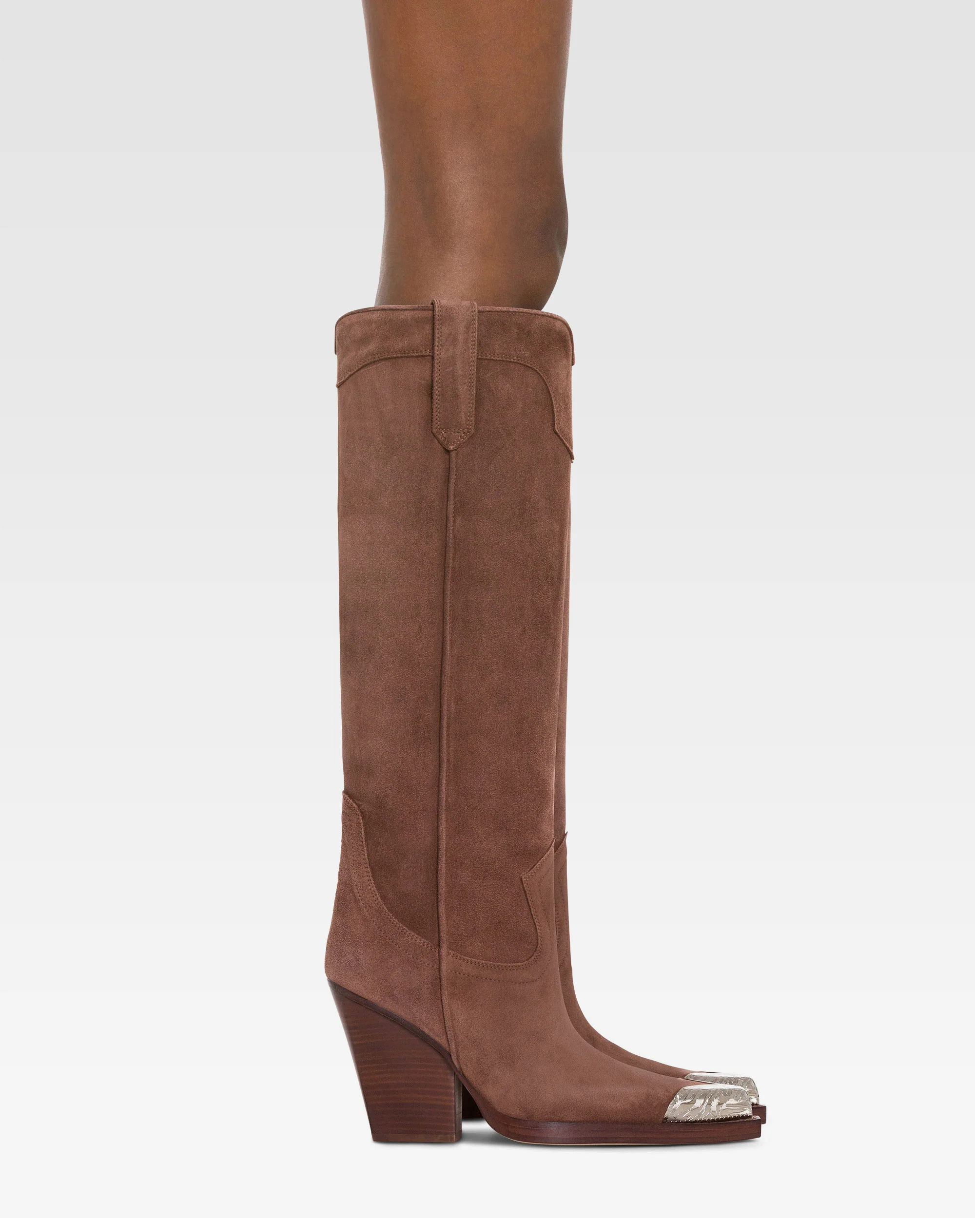 Texan boots in dark brown calf suede leather - Image 6