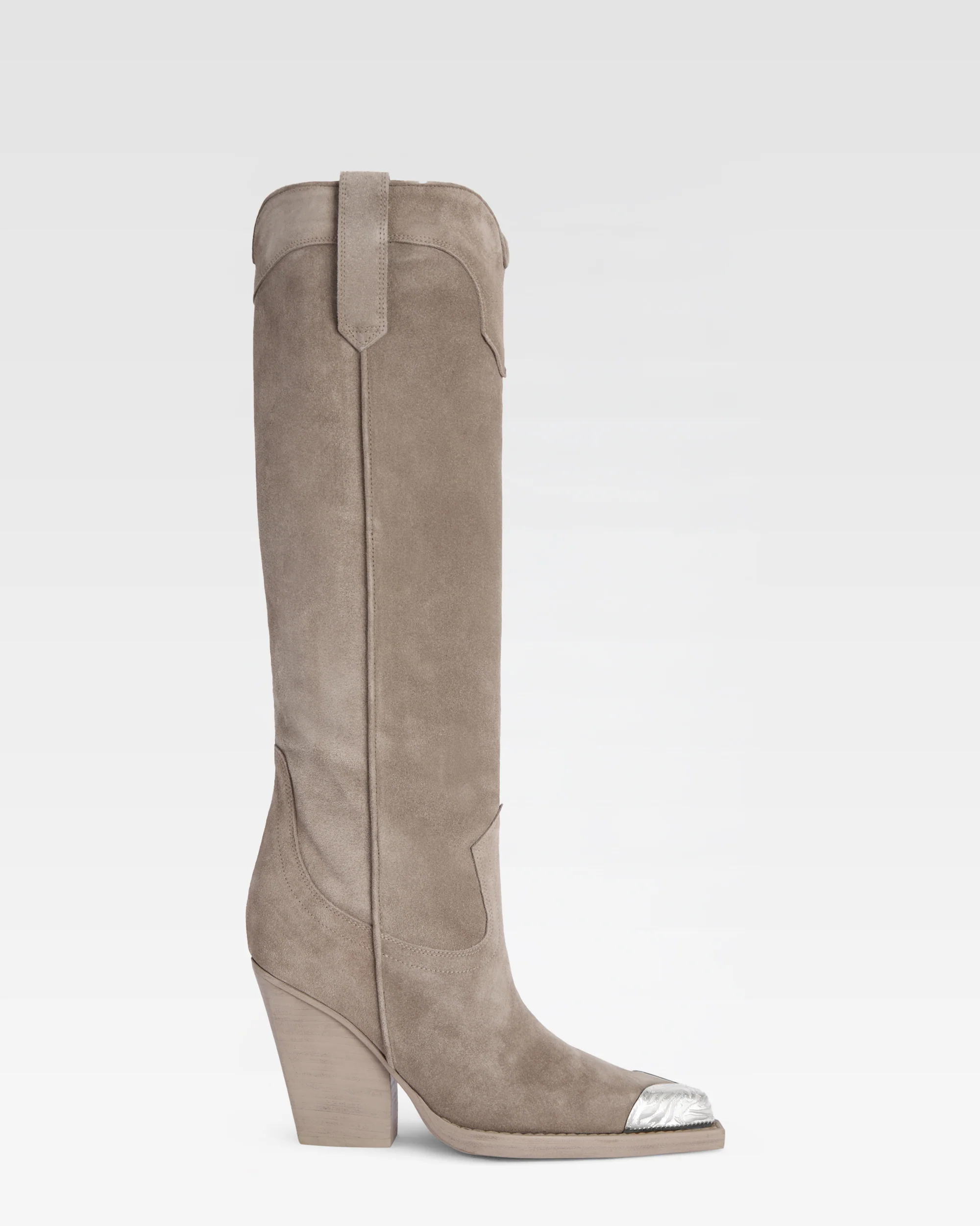 Suede Western boot with embellished toe