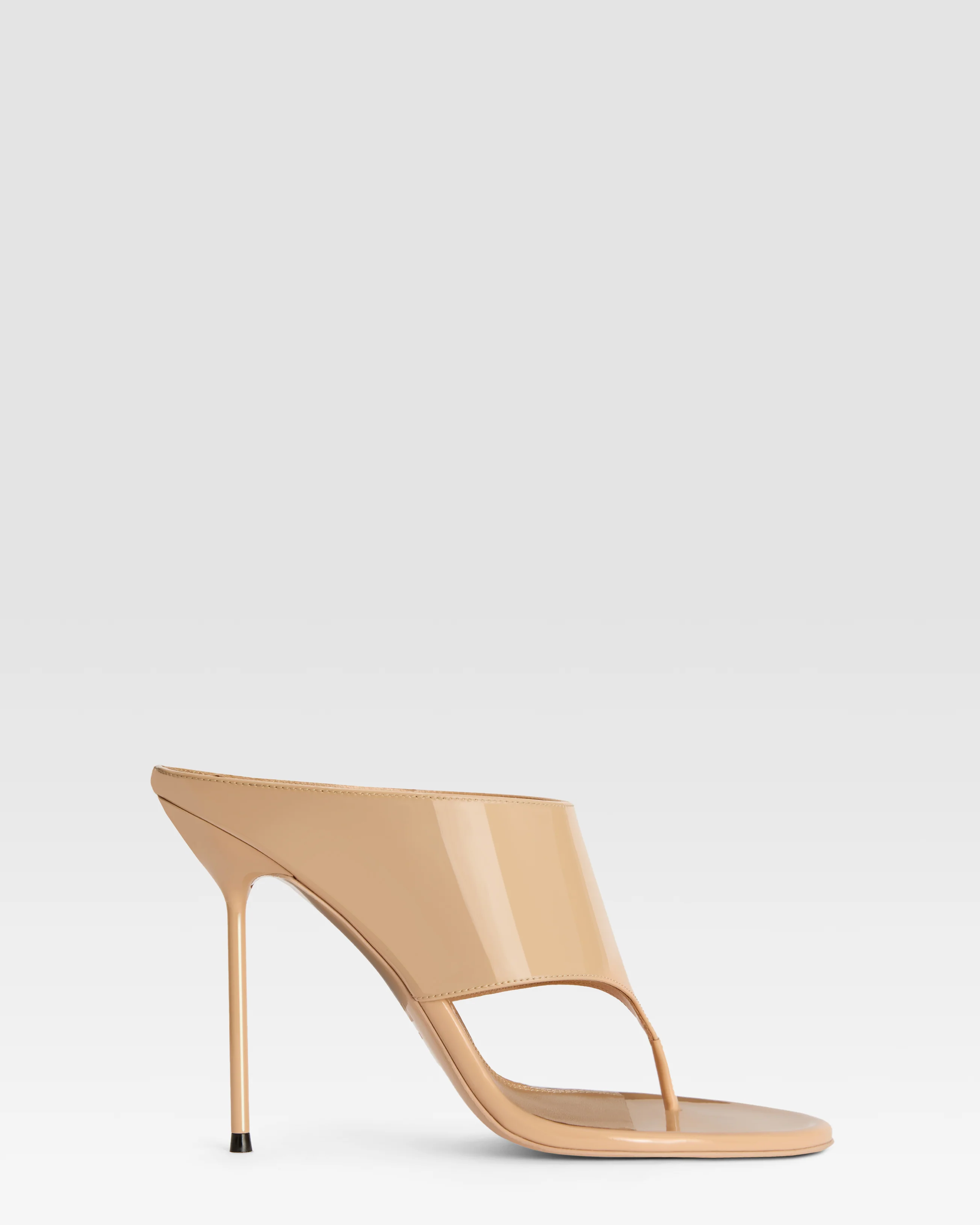 Patent leather thong mule